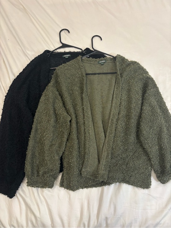 wild fable Sweaters - Bundle of Cozy Open-Front Bouclé Cardigan Sweaters - Olive & Black